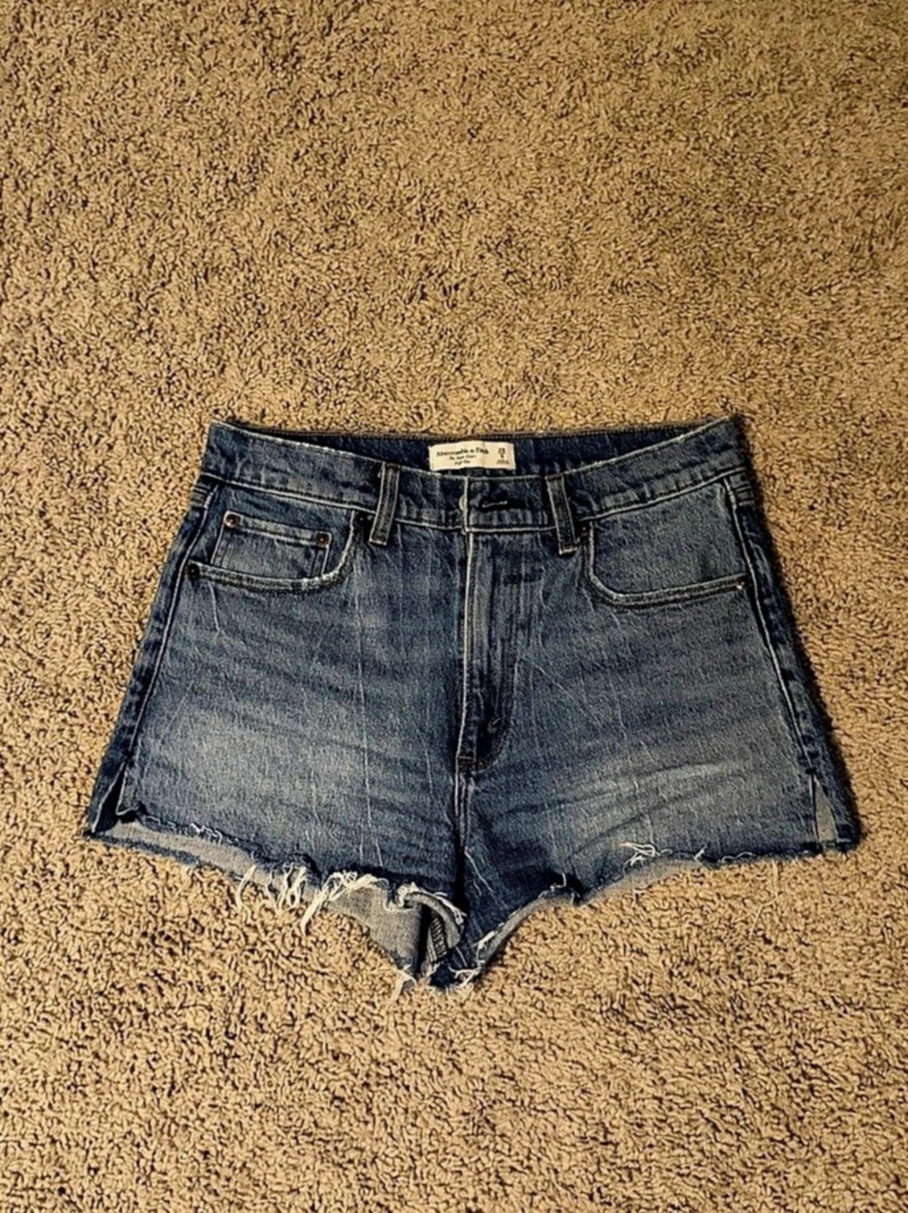 Abercrombie & Fitch The Mom Short High Rise Jean Shorts Blue Waist 28